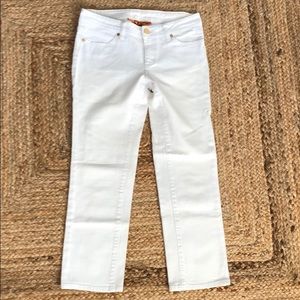 White Cropped Tory Burch Jean